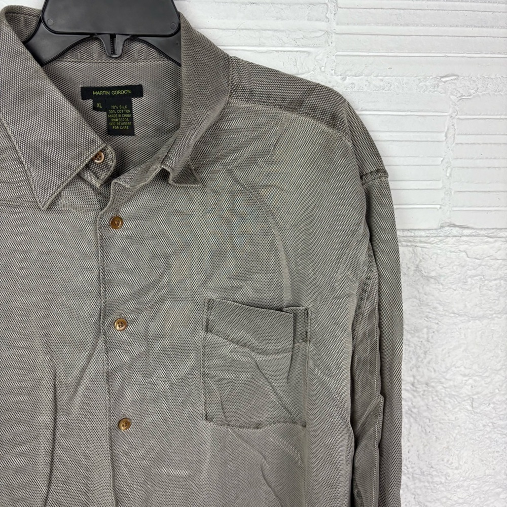 MARTIN GORDON Men's Gray Button-Up cotton silk Shirt size XL - Picture 6 of 7